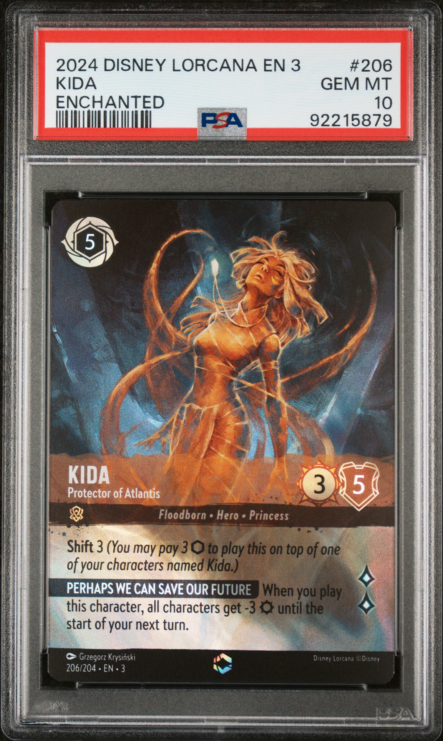2024 #206 Kida - Protector of Atlantis PSA 10 Disney Lorcana EN 3-Into the Inklands