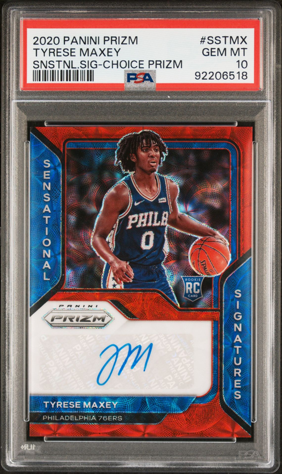 2020 Panini PANINI PRIZM SENSATIONAL SIGNATURES SNSTNL.SIG-CHOICE PRIZM #SSTMX Tyrese Maxey front