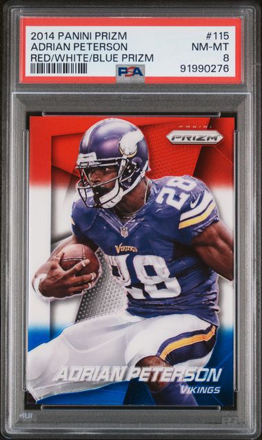 2014 Panini Prizm Red White & Blue #115 Adrian Peterson front