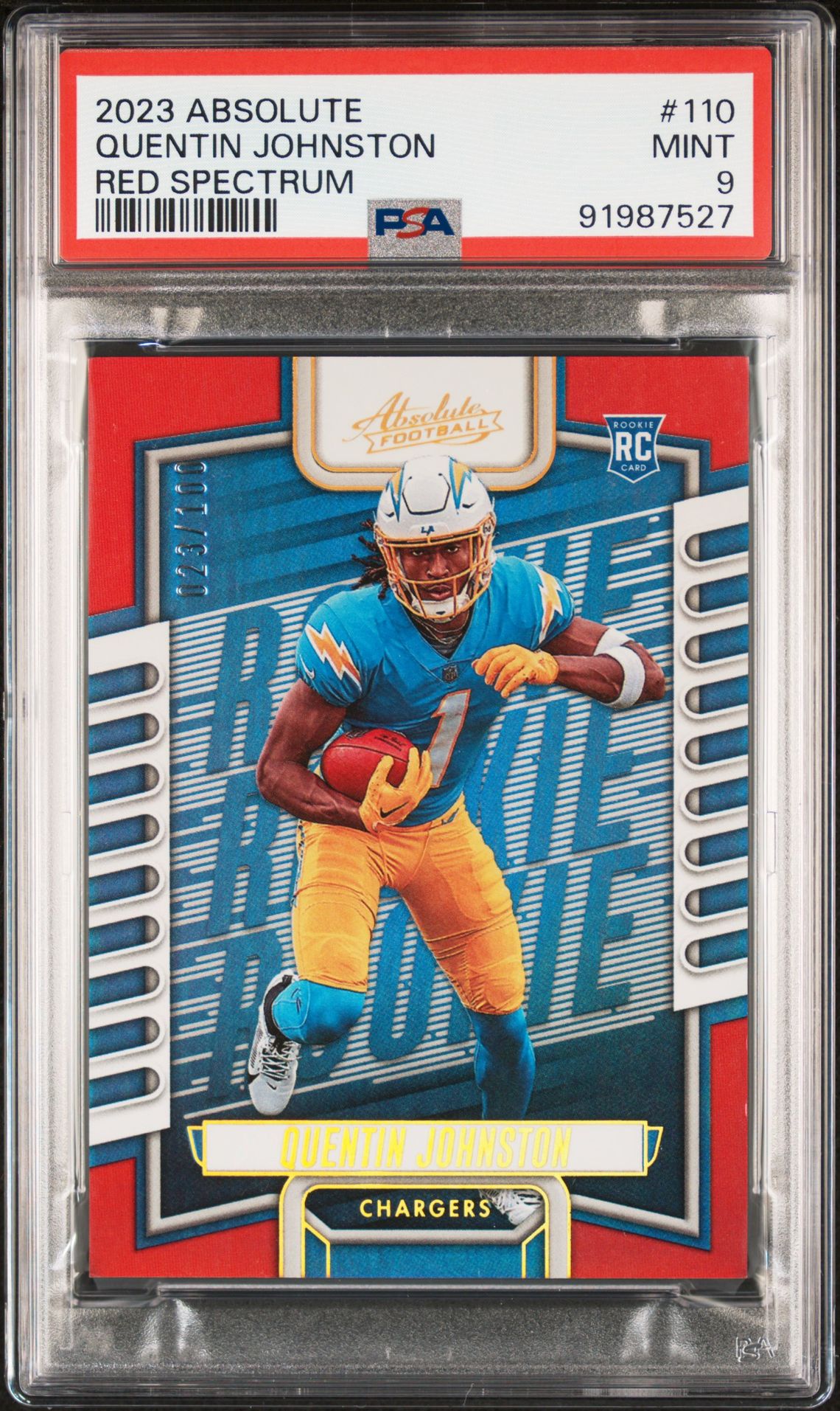 2023 Panini Absolute Quentin Johnston #110 (Red Spectrum) Mint 9 front