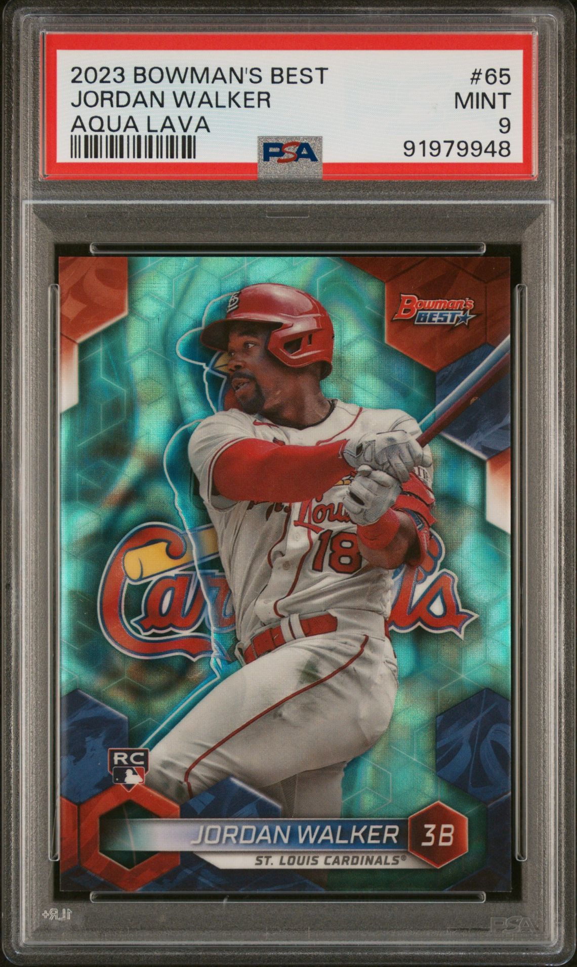 2023 Bowman's Best Jordan Walker #65 (Aqua Lava) Mint 9 front