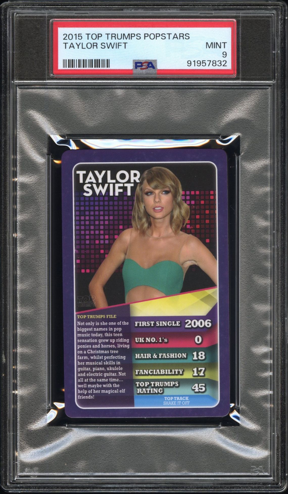 2015 Top Trumps Popstars Taylor Swift Mint 9 front