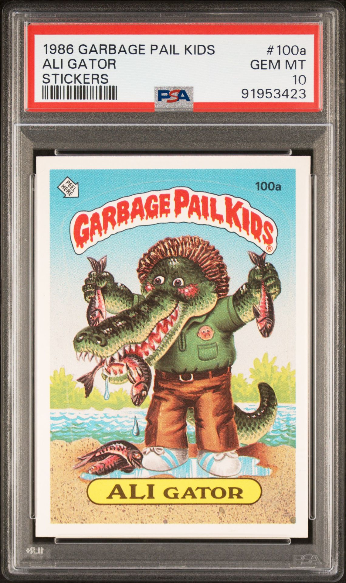 1986 Garbage Pail Kids GARBAGE PAIL KIDS STICKERS #100A Ali Gator front