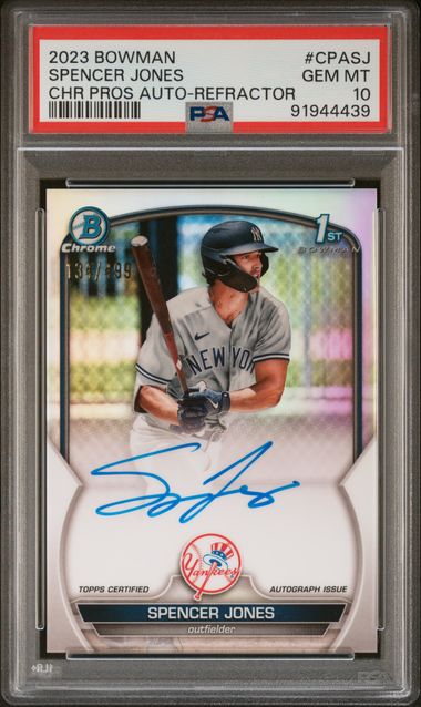 2023 Bowman BOWMAN CHROME PROSPECT AUTOGRAPHS CHR PROS AUTO-REFRACTOR #CPASJ Spencer Jones front