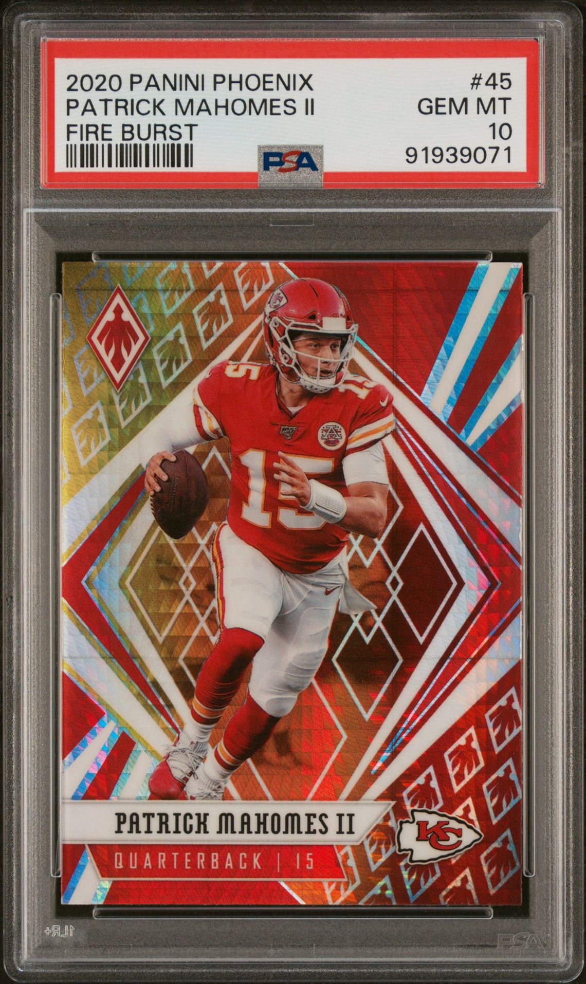 2020 Panini Phoenix Patrick Mahomes Ii #45 (Fire Burst) Gem Mt 10 front
