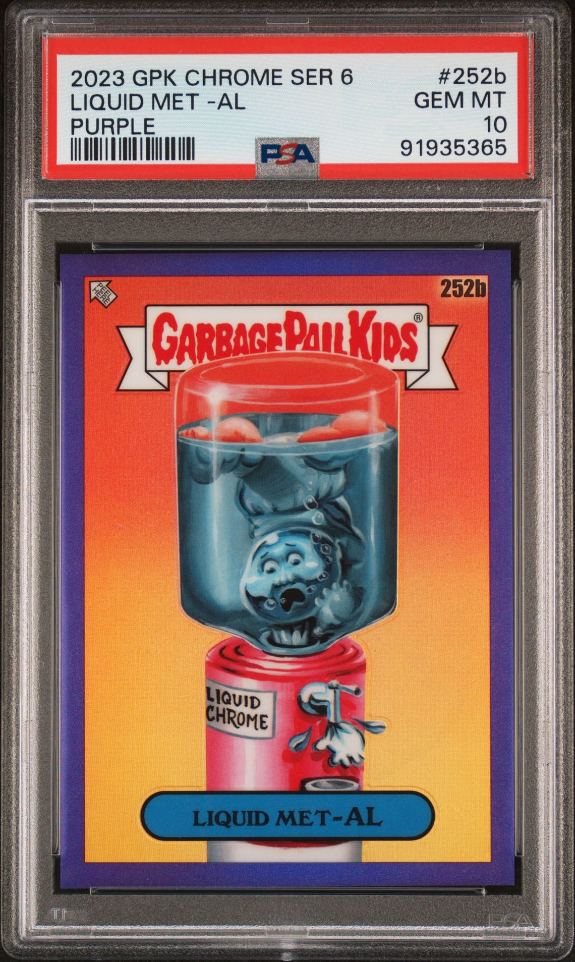 2023 Topps GARBAGE PAIL KIDS CHROME PURPLE #252B Liquid Met -Al front