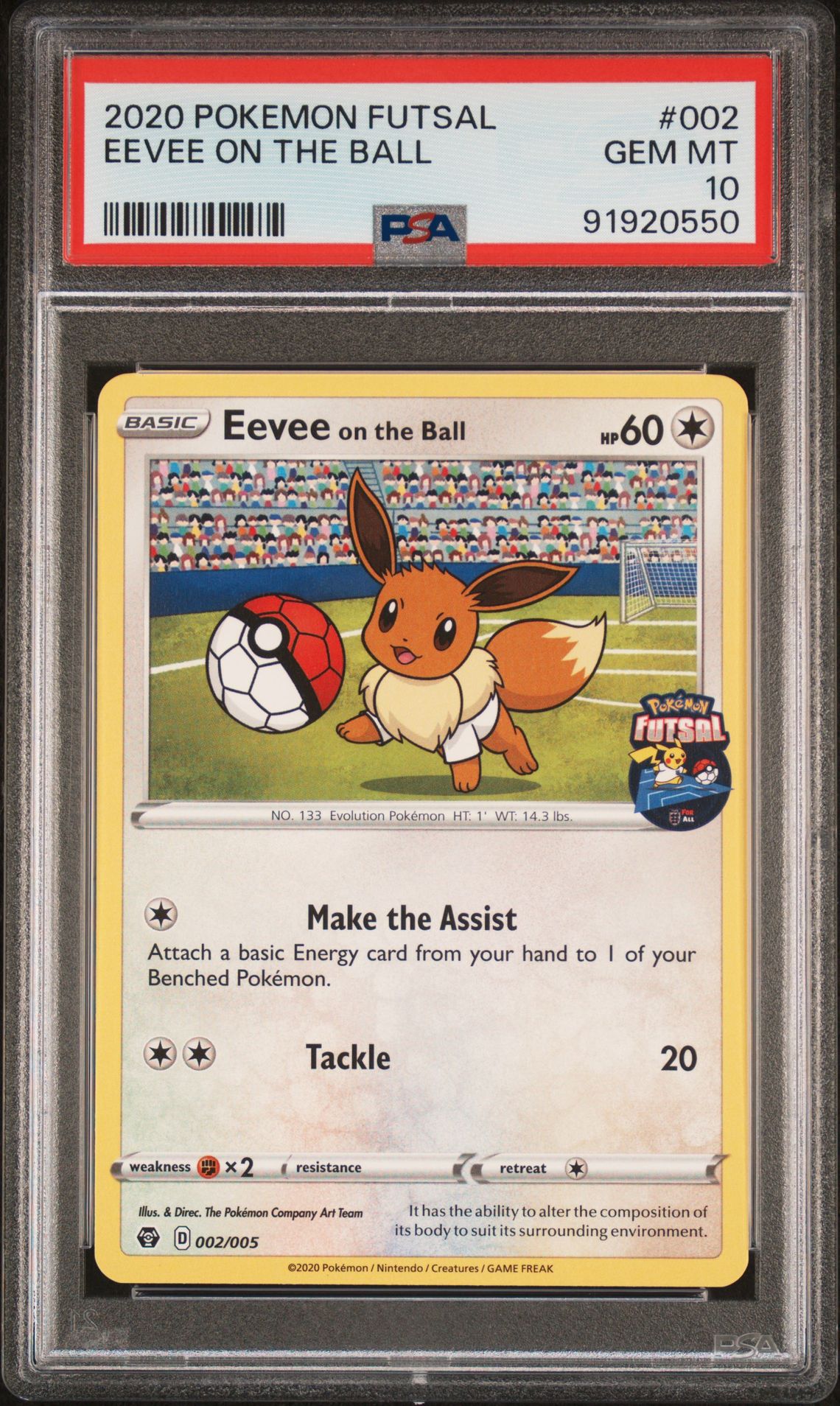 2020 Pokemon Futsal Eevee On The Ball #002 Gem Mt 10 front
