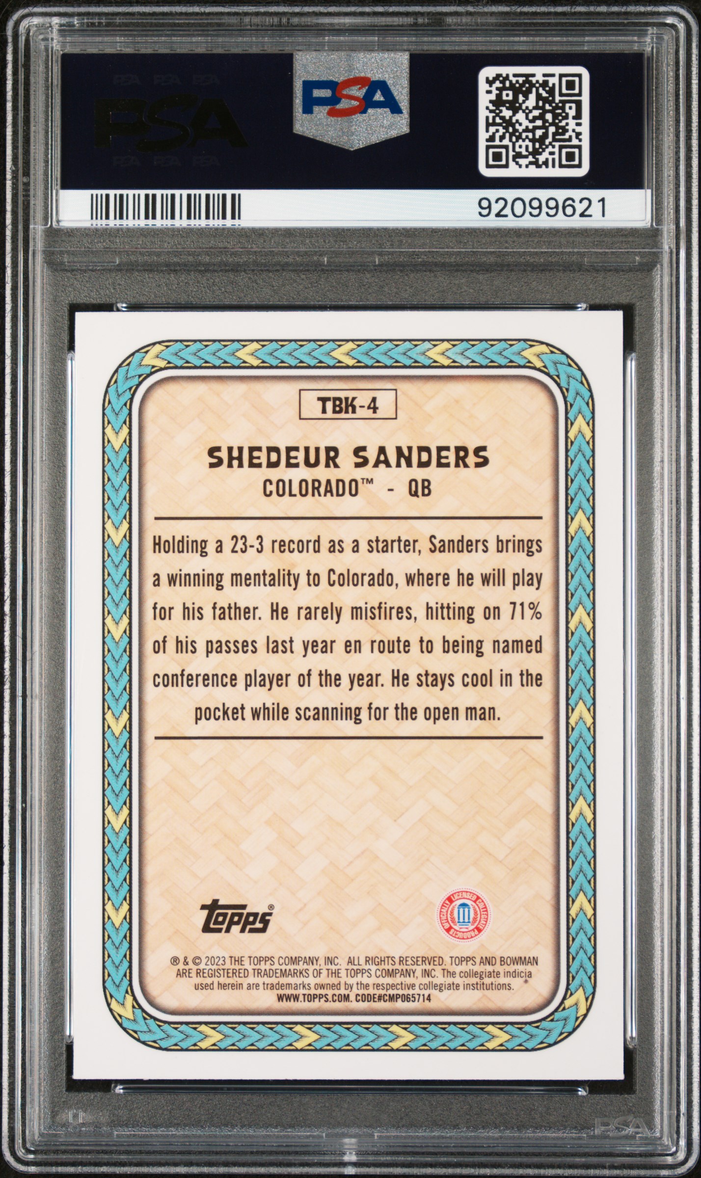 2023 Bowman University Chrome The Big Kahuna Shedeur Sanders #Tbk4 (The Big Kahuna) Nm-Mt 8 back