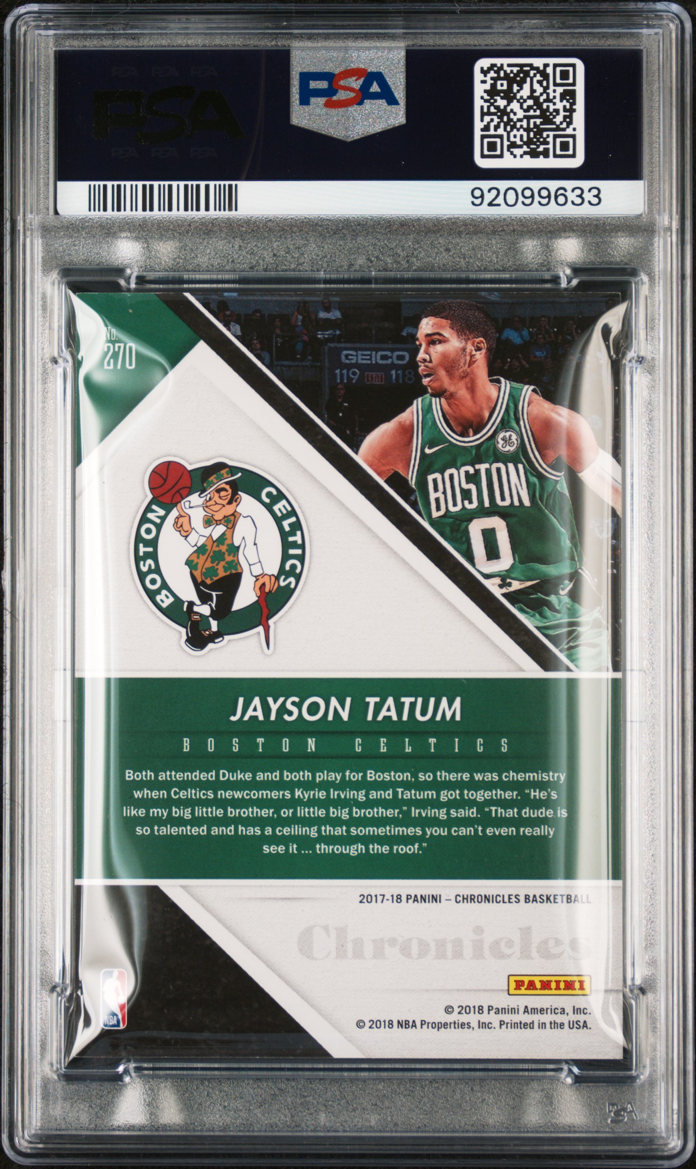 2017 Panini Chronicles Jayson Tatum #270 (Artist Proof-Red) Nm-Mt 8 back