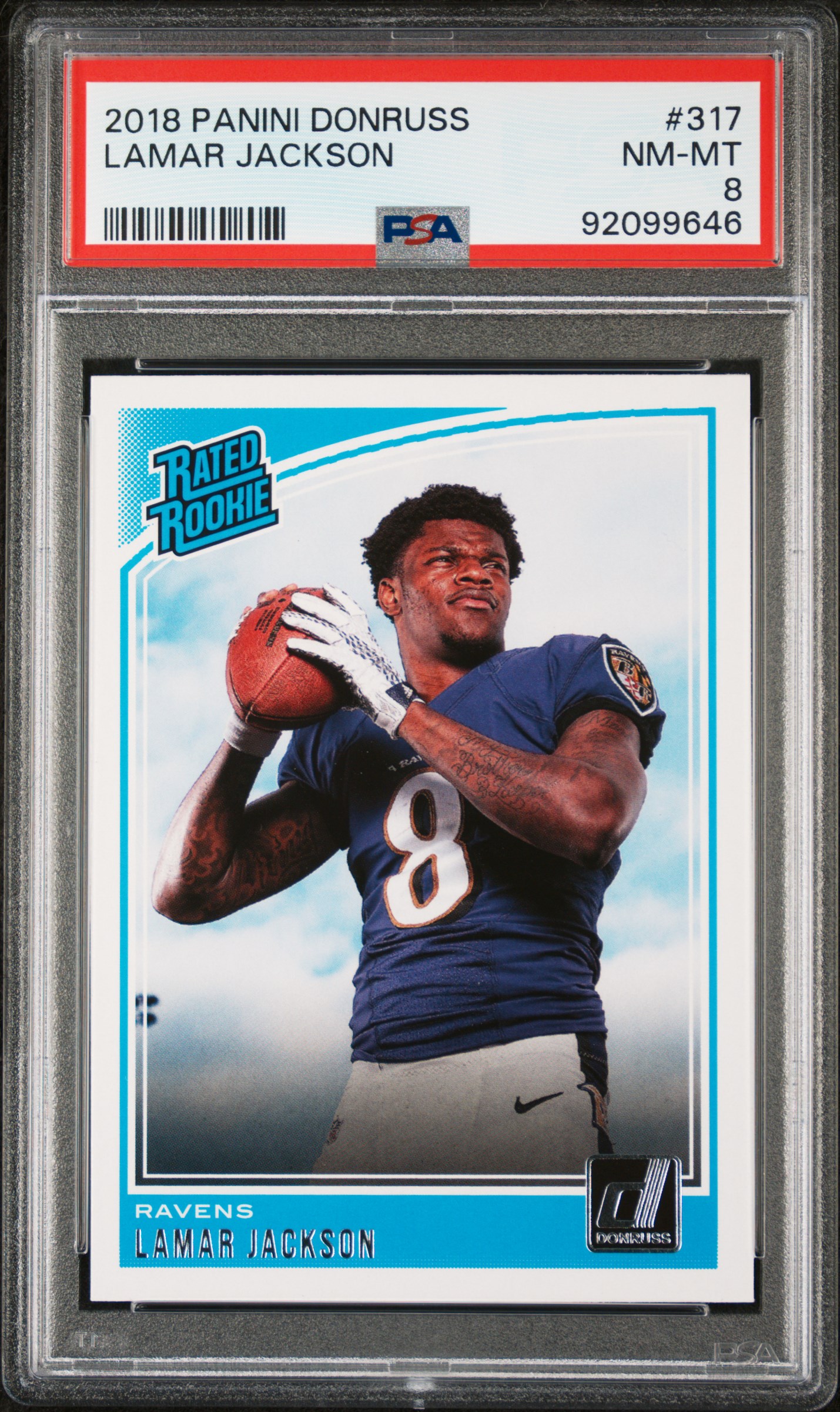 2018 Panini Donruss Lamar Jackson #317 Nm-Mt 8 front