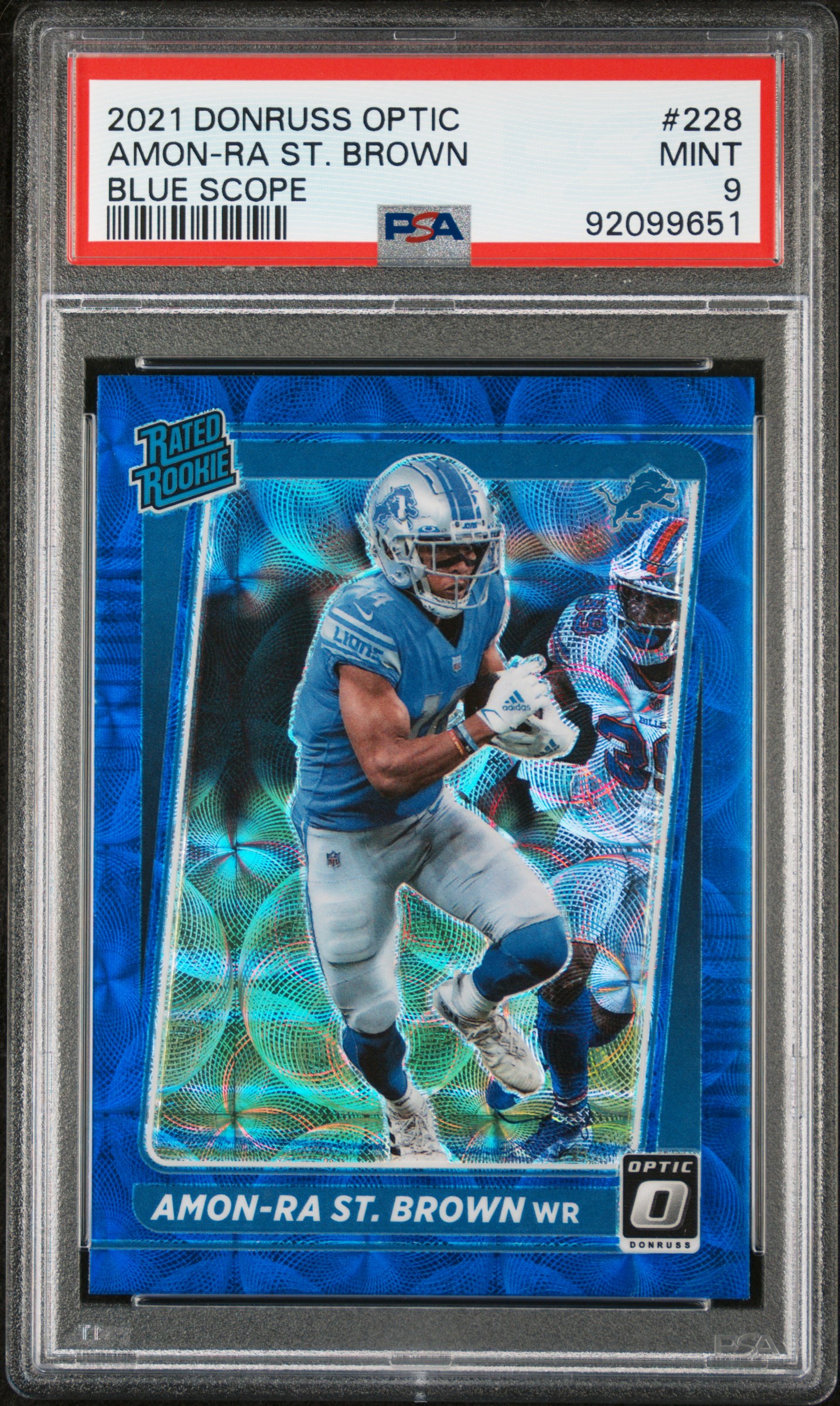 2021 Panini Donruss Optic Amon-Ra St. Brown #228 (Blue Scope) Mint 9 front