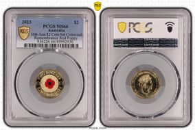 2023 $2 35th Ann $2 Coin Set Colorized Remembrance Red Poppy MS66