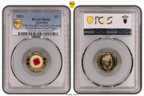 2023 $2 35th Ann $2 Coin Set Colorized Remembrance Red Poppy MS66
