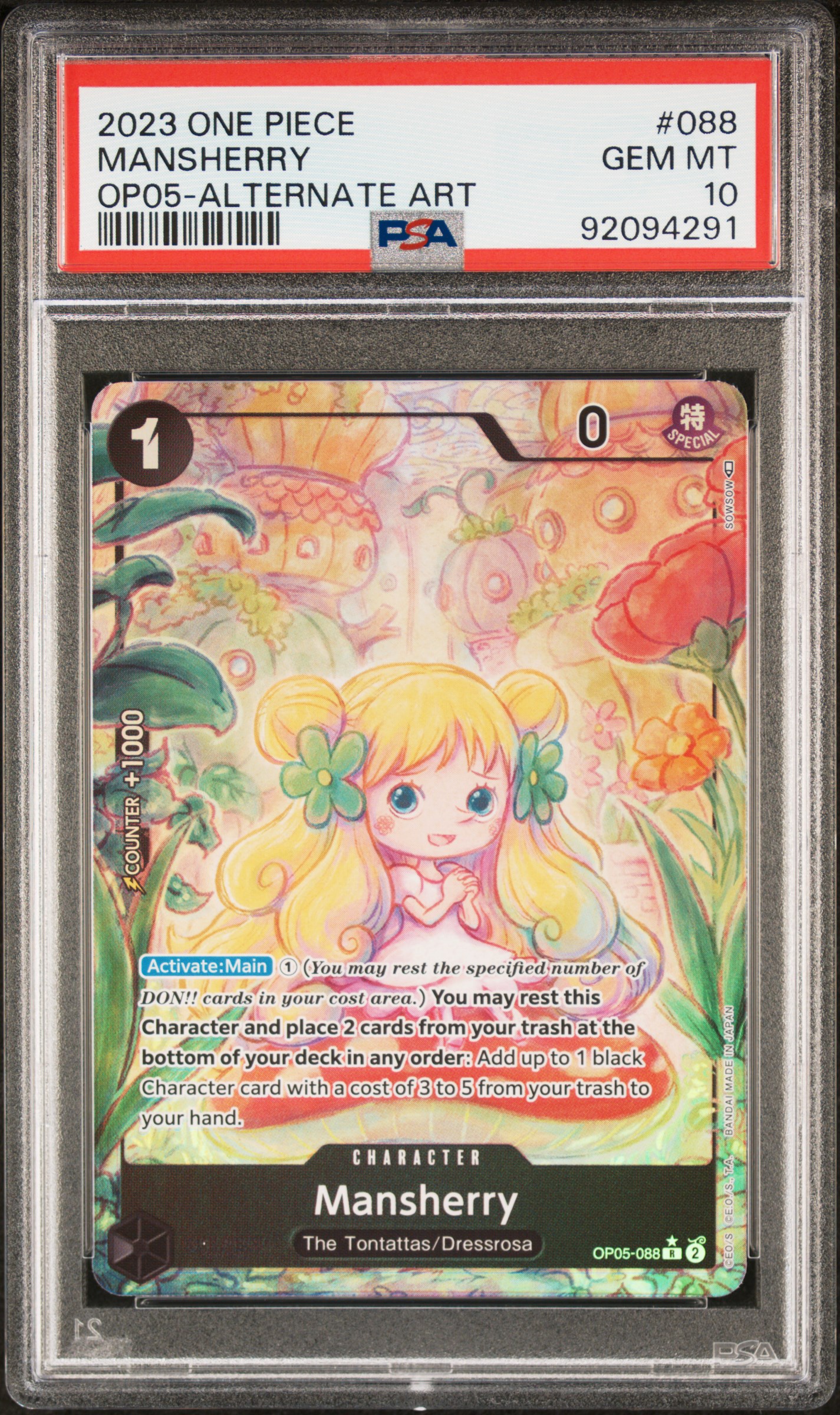 2023 #088 Mansherry PSA 10 One Piece OP05-Awakening of the New Era
