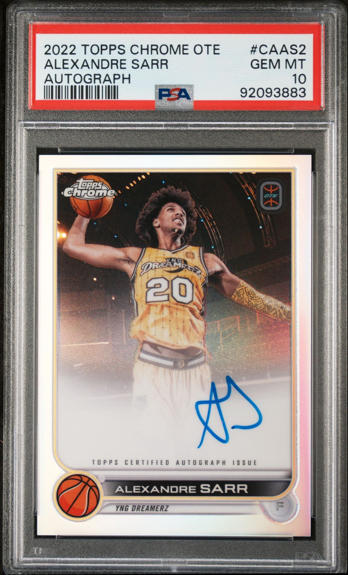 2022 Topps Chrome TOPPS CHROME OVERTIME ELITE AUTOGRAPHS AQUA/RED OTE REFRACTOR #CAAS2 Alexandre Sarr front