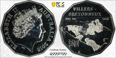 2018 50C Battle of Villers-Bretonneux MS68