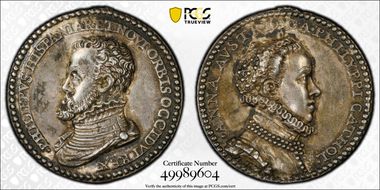 (Ca. 1570) AR Medal Betts-8, 4th Marriage of Philip AU55