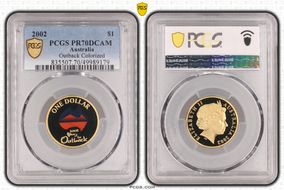 2002 $1 Year of the Outback Colorized Al-Br PR70DCAM