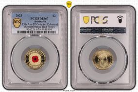 2023 $2 35th Ann $2 Coin Set Colorized Remembrance Red Poppy MS67