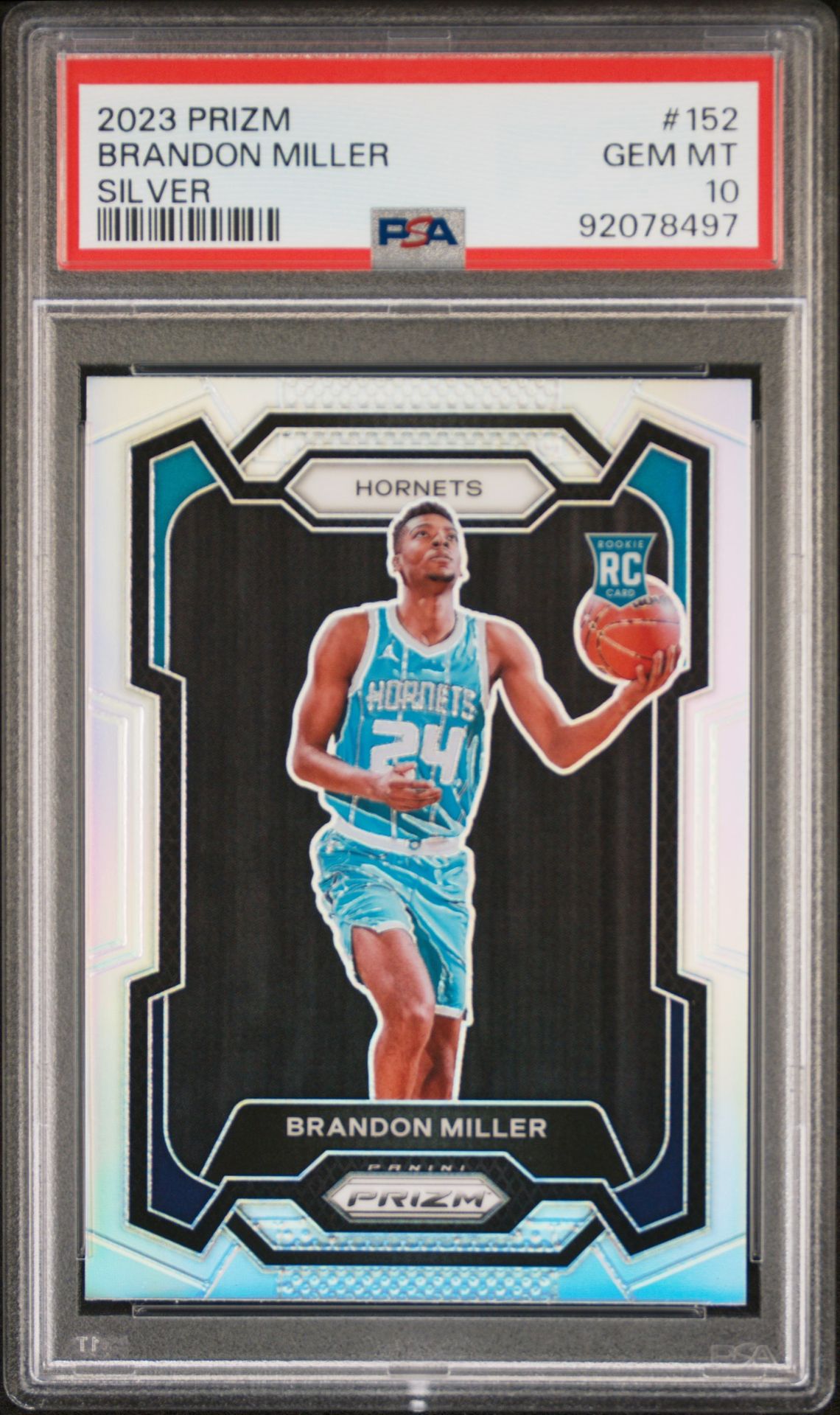 2023 Panini Prizm Brandon Miller #152 (Silver Prizm) Gem Mt 10 front view - PSA graded GEM MT 10