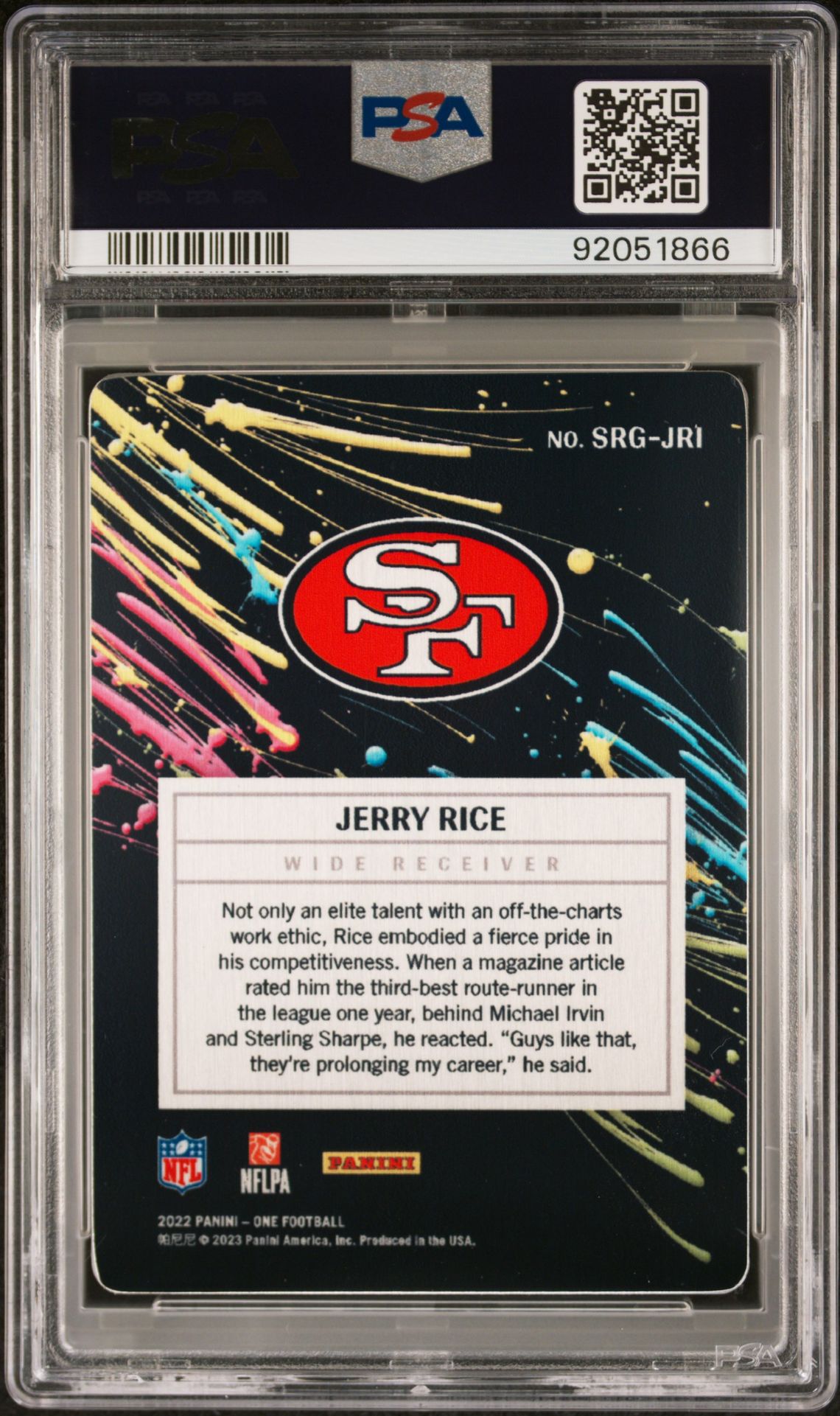 2022 Panini One Surge Jerry Rice #Srgjri Gem Mt 10 back