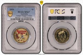 2021 $1 Ginger Meggs Cricket MS67