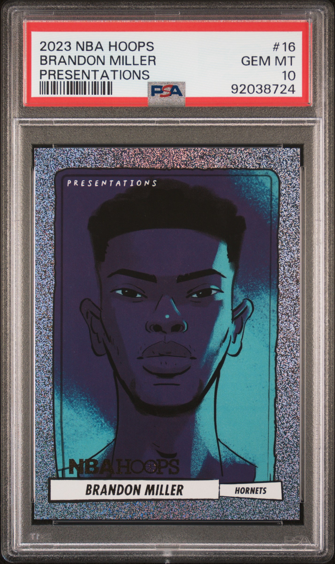 2023 Panini Nba Hoops Presentations Brandon Miller #16 Gem Mt 10 front