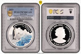2023 $5 Emperor Penguin Colorized PR70DCAM