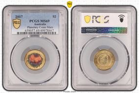 2017 $2 Planetary Coins Mars Colorized MS69