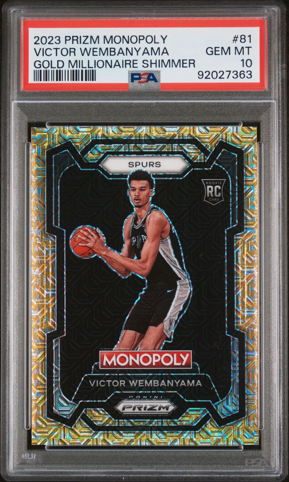 2023 Panini PANINI PRIZM MONOPOLY GOLD MILLIONAIRE SHIMMER #81 Victor Wembanyama front