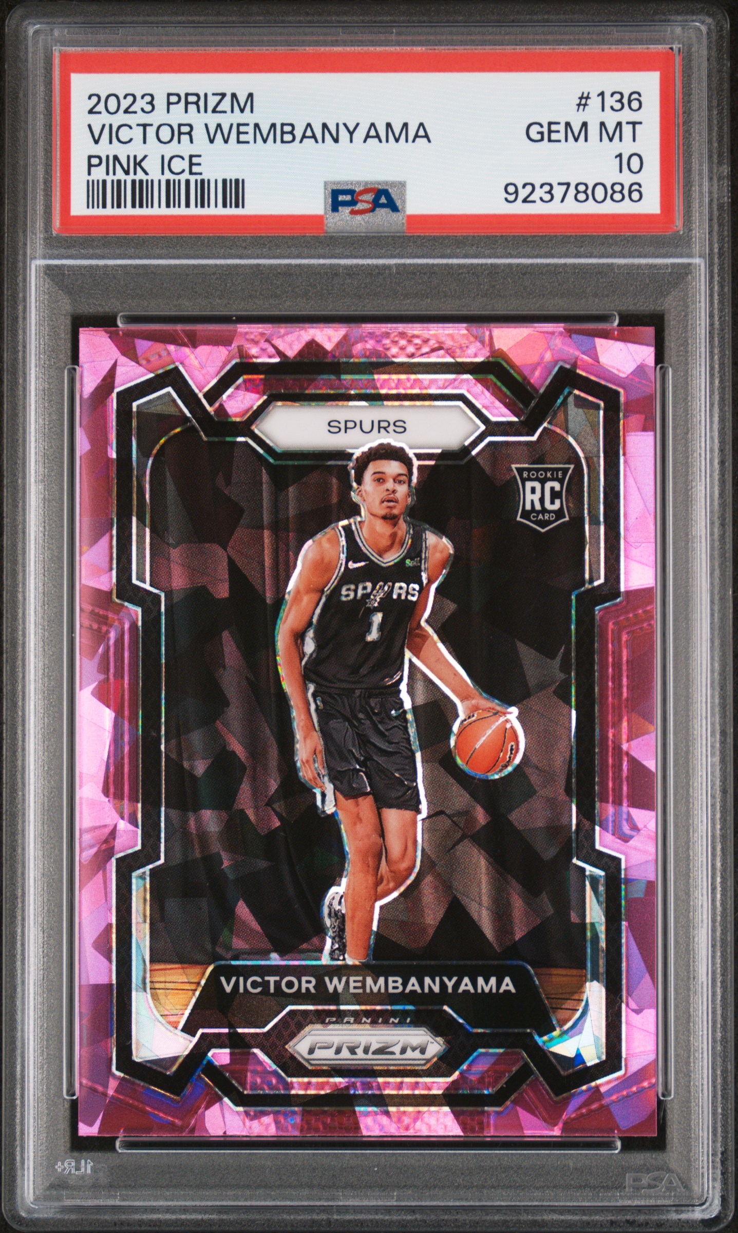 2023 Panini Prizm Victor Wembanyama #136 (Pink Ice) Gem Mt 10 front