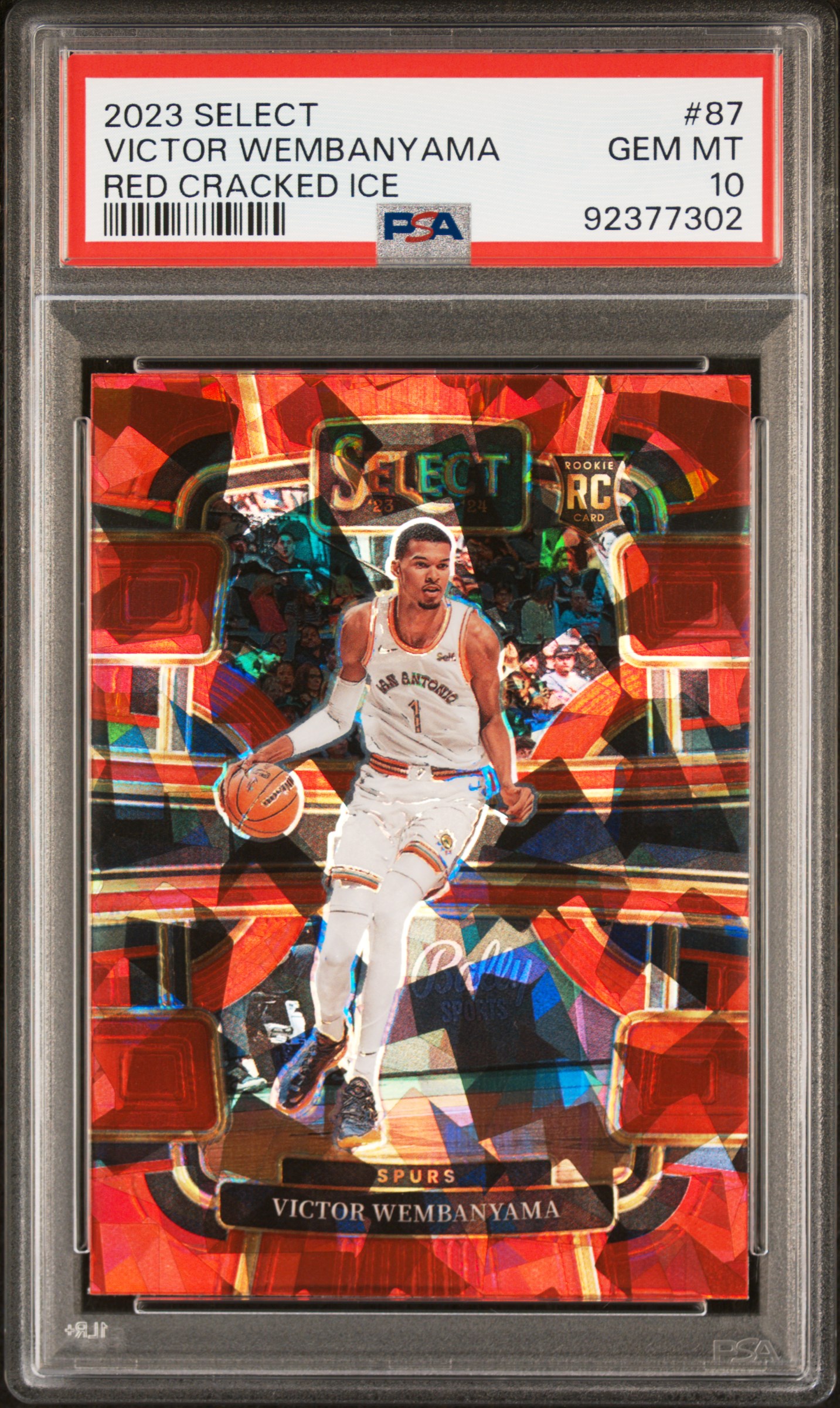 2023 Panini Select Victor Wembanyama #87 (Red Cracked Ice) Gem Mt 10 front