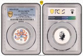 2024-P125 25C Year of the Dragon 1/4oz Ag Orange Facing Colorized MS70