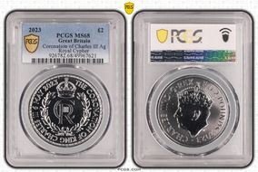 2023 £2 Coronation of Charles III Ag Royal Cypher MS68