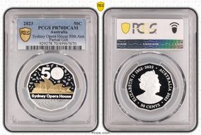 2023 50C Sydney Opera House 50th Ann. Ag Partial Gilt PR70DCAM