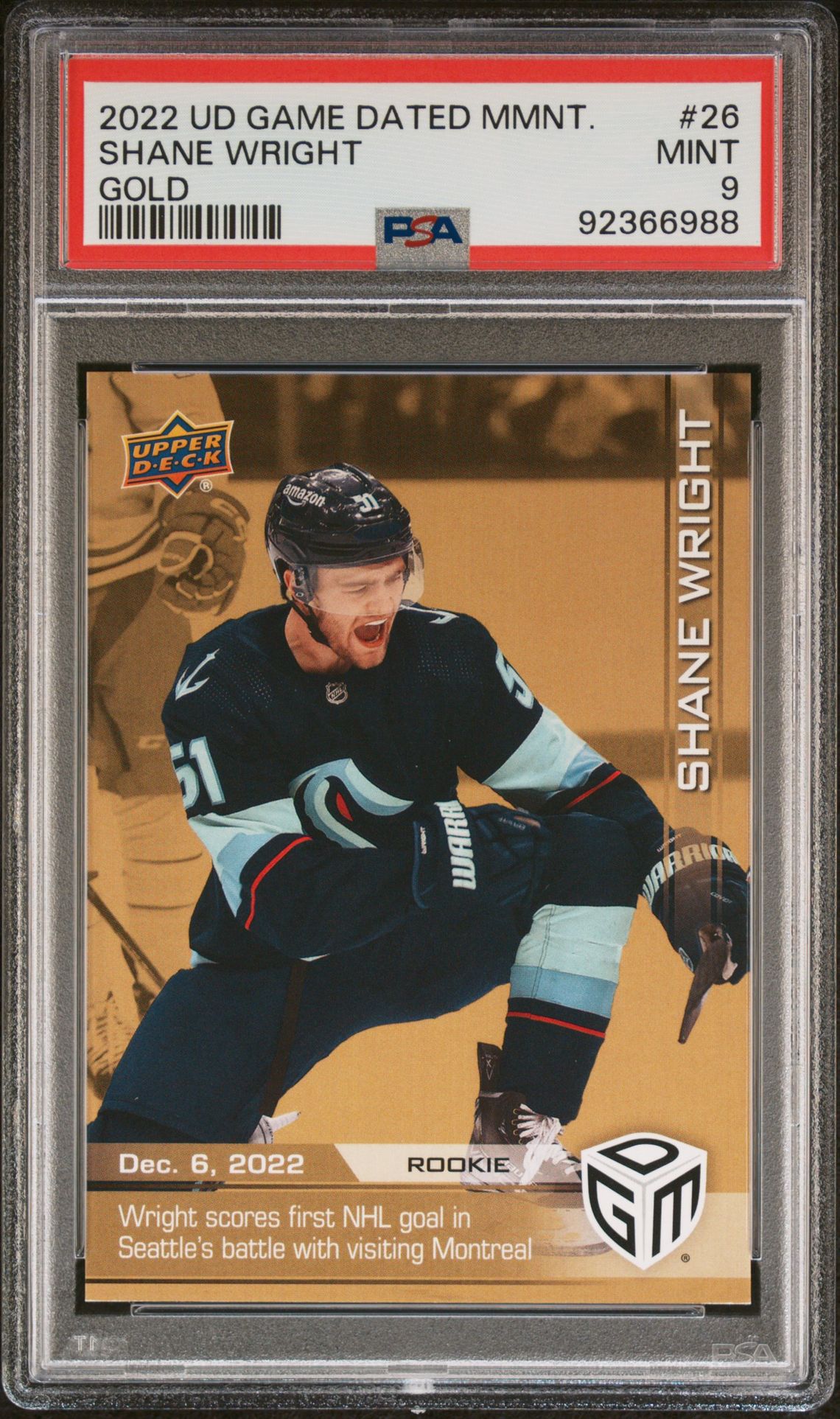 2022 Upper Deck UPPER DECK GAME DATED MOMENTS GOLD #26 Shane Wright front