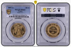 1887-A 50 Fr Gad-1113 MS64