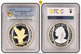 2023-P $2 Wedge-Tailed Eagle 2oz Ag High Relief Selective Gilt PR70DCAM