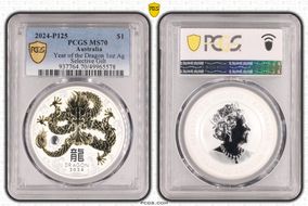 2024-P125 $1 Year of the Dragon Ag Selective Gilt MS70