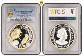 2023-P $2 Kookaburra 2oz Ag High Relief, Selective Gilt PR70DCAM