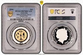 2006 50C 80th Birthday Ag Partial Gilt PR70DCAM