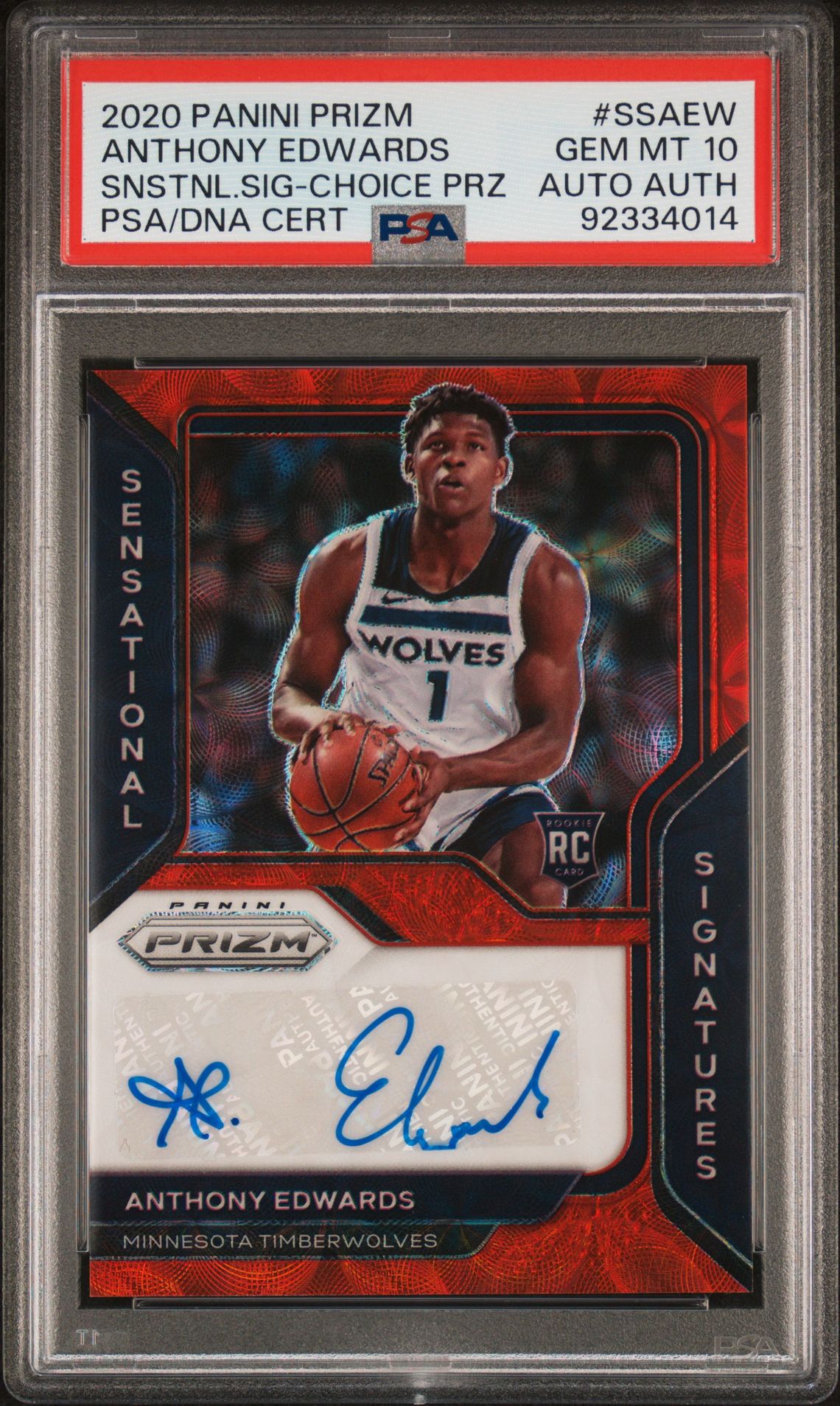 2020 Panini PANINI PRIZM SENSATIONAL SIGNATURES SNSTNL.SIG-CHOICE PRZ #SSAEW Anthony Edwards front