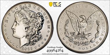 2023-S $1 Morgan Dollar Rev PR Two-Coin Reverse Proof Set PR70