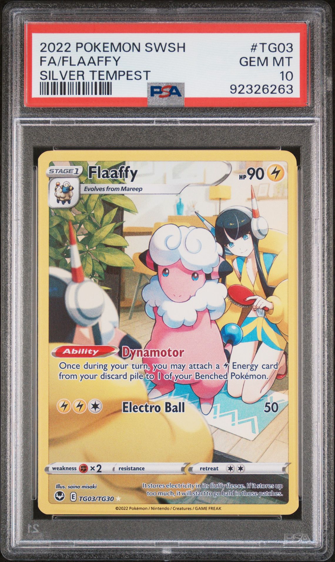 2022 Pokemon Sword & Shield Silver Tempest Fa/Flaaffy #Tg03 (Silver Tempest) Gem Mt 10 front