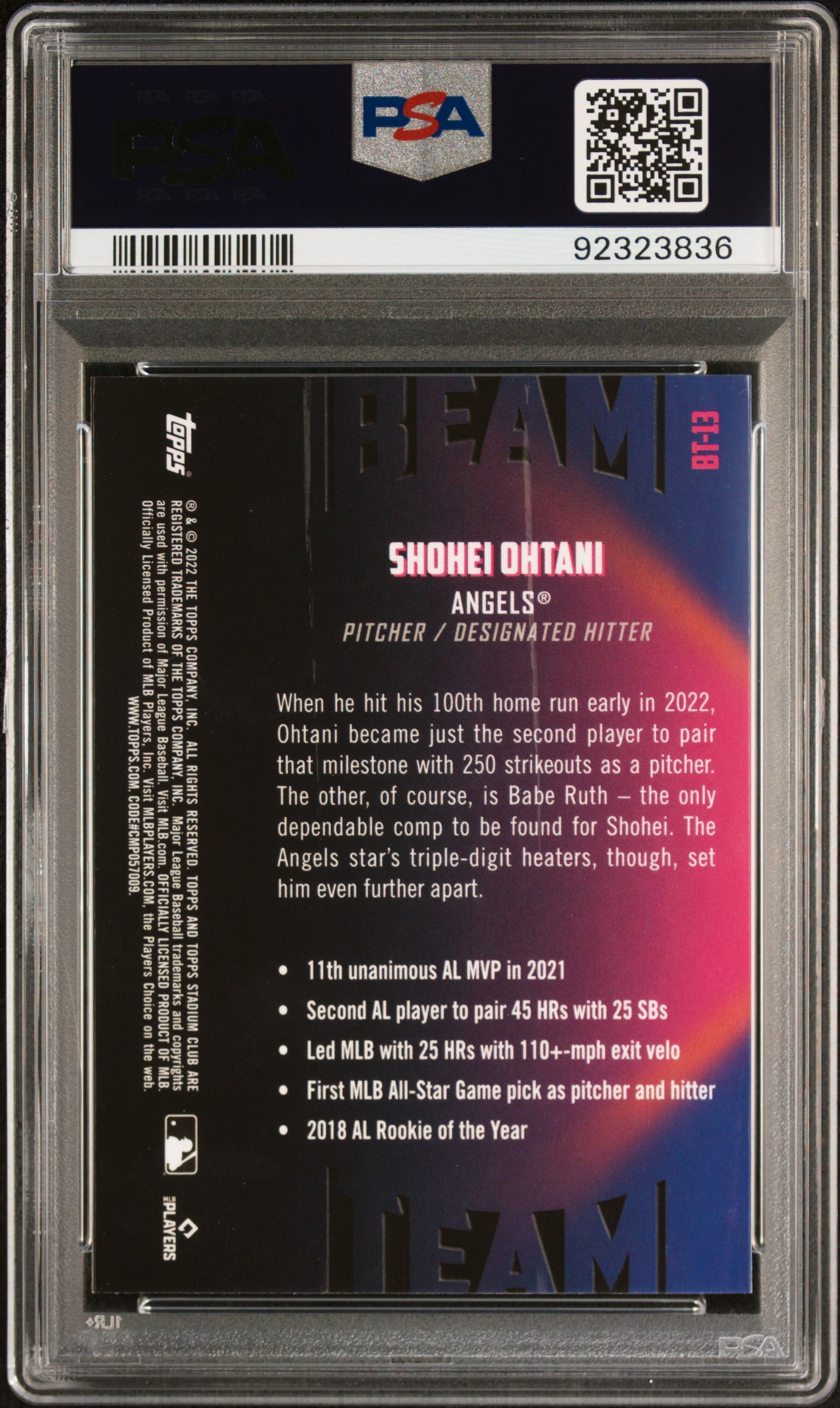 T&C's 2022 Topps Stadium Club Chrome Beam Team Shohei Ohtani Beam
