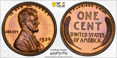 1936 1C Satin PR65RB