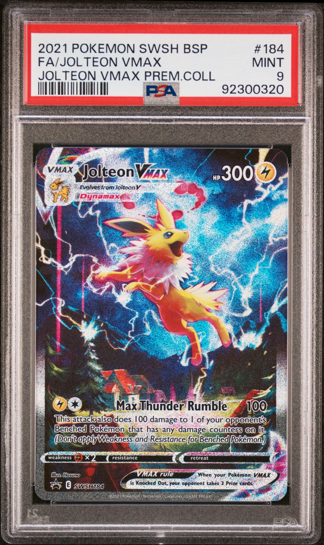 2021 Pokemon POKEMON SWSH BLACK STAR PROMO JOLTEON VMAX PREM.COLL #184 Fa/Jolteon Vmax front