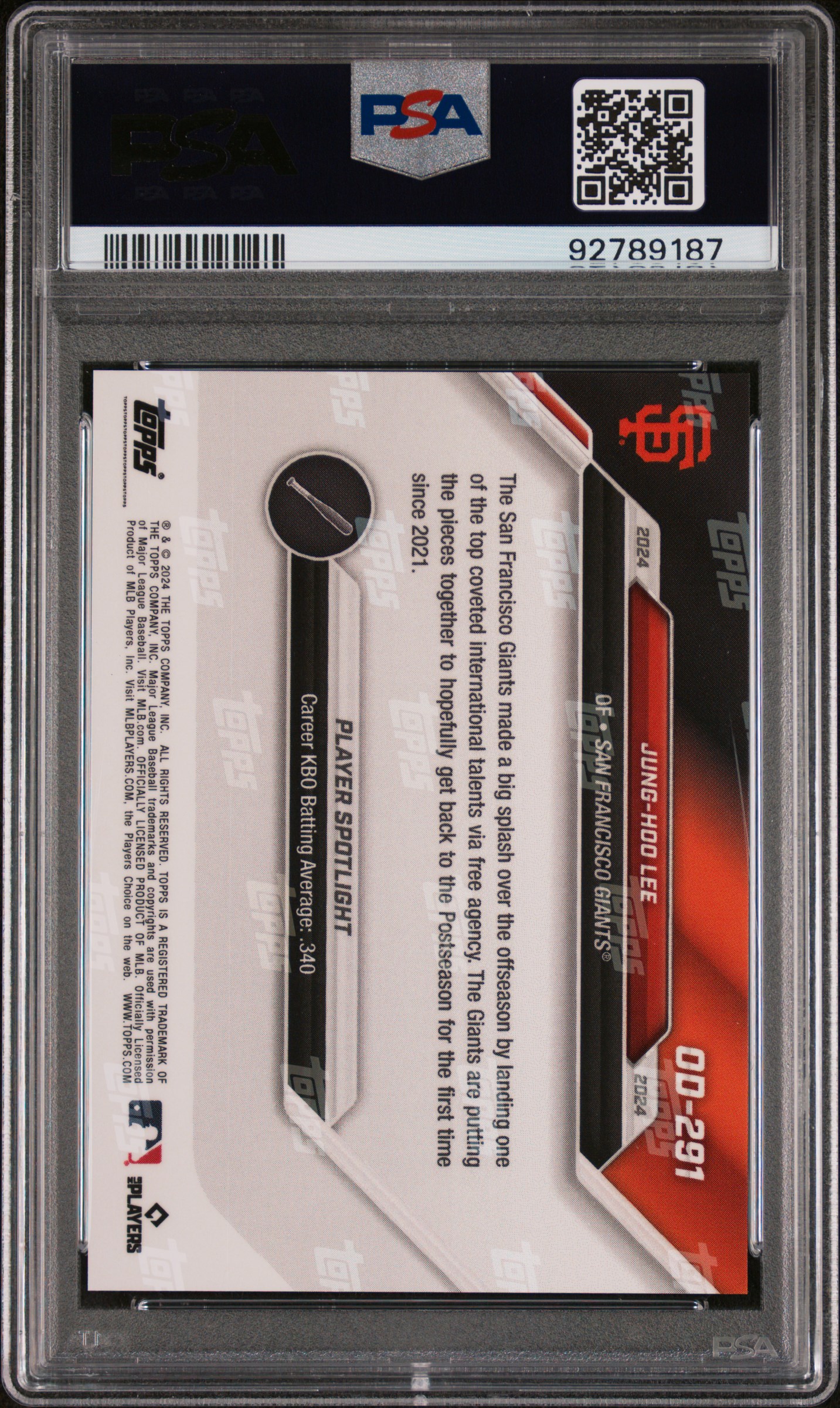 2024 Topps Now Road To Opening Day Jung-Hoo Lee #Od291 Mint 9 back