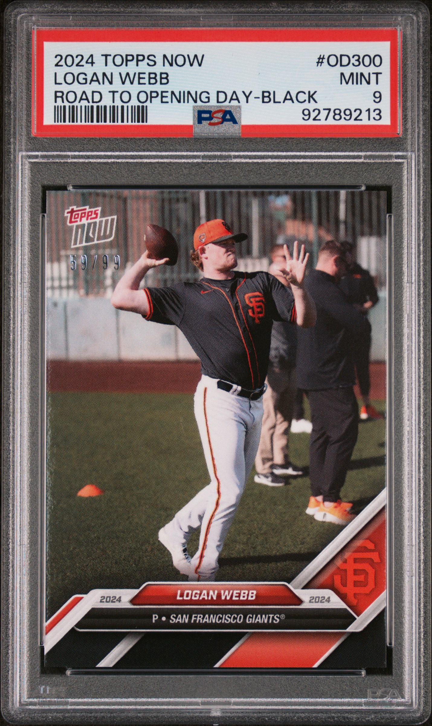 2024 Topps Now Road To Opening Day Logan Webb #Od300 (Road To Opening Day-Black) Mint 9 front