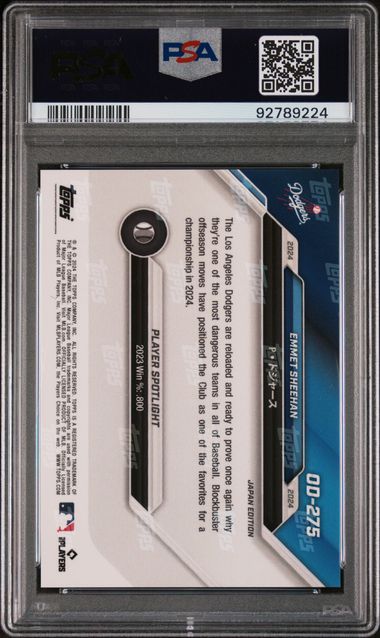 2024 Topps Now Los Angeles Dodgers Road To Opening Day Japan Edition Emmet Sheehan #Od275 Gem Mt 10 back